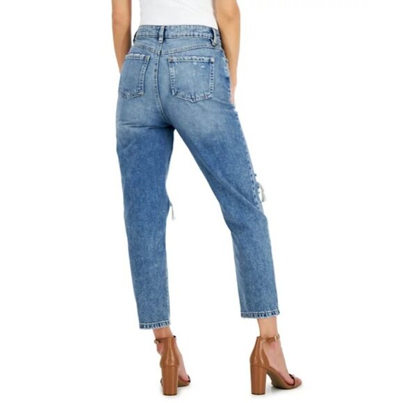 INC International Concepts Womens Size 10 High Rise Ripped Mom Jeans Dark Indigo - Picture 2 of 11